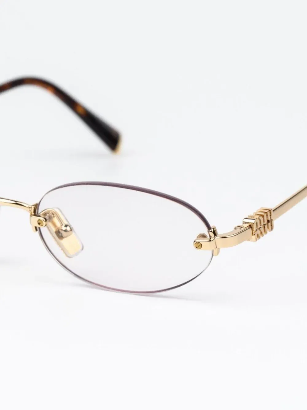 Miu Miu Women Eyeglasses Gold Oval Rimless MUA54S 5AK08N NEW AUTHENTIC